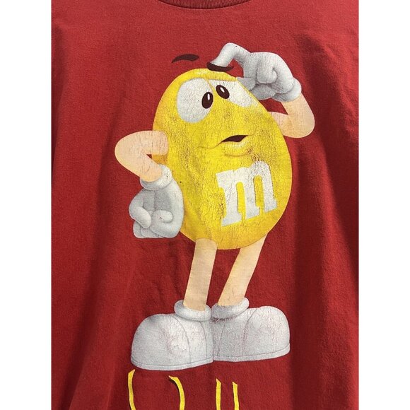 VINTAGE M&Ms Yellow T‎ Shirt Size L/XL Short Sleeve Graphic Red  90s Y2K - Picture 3 of 12